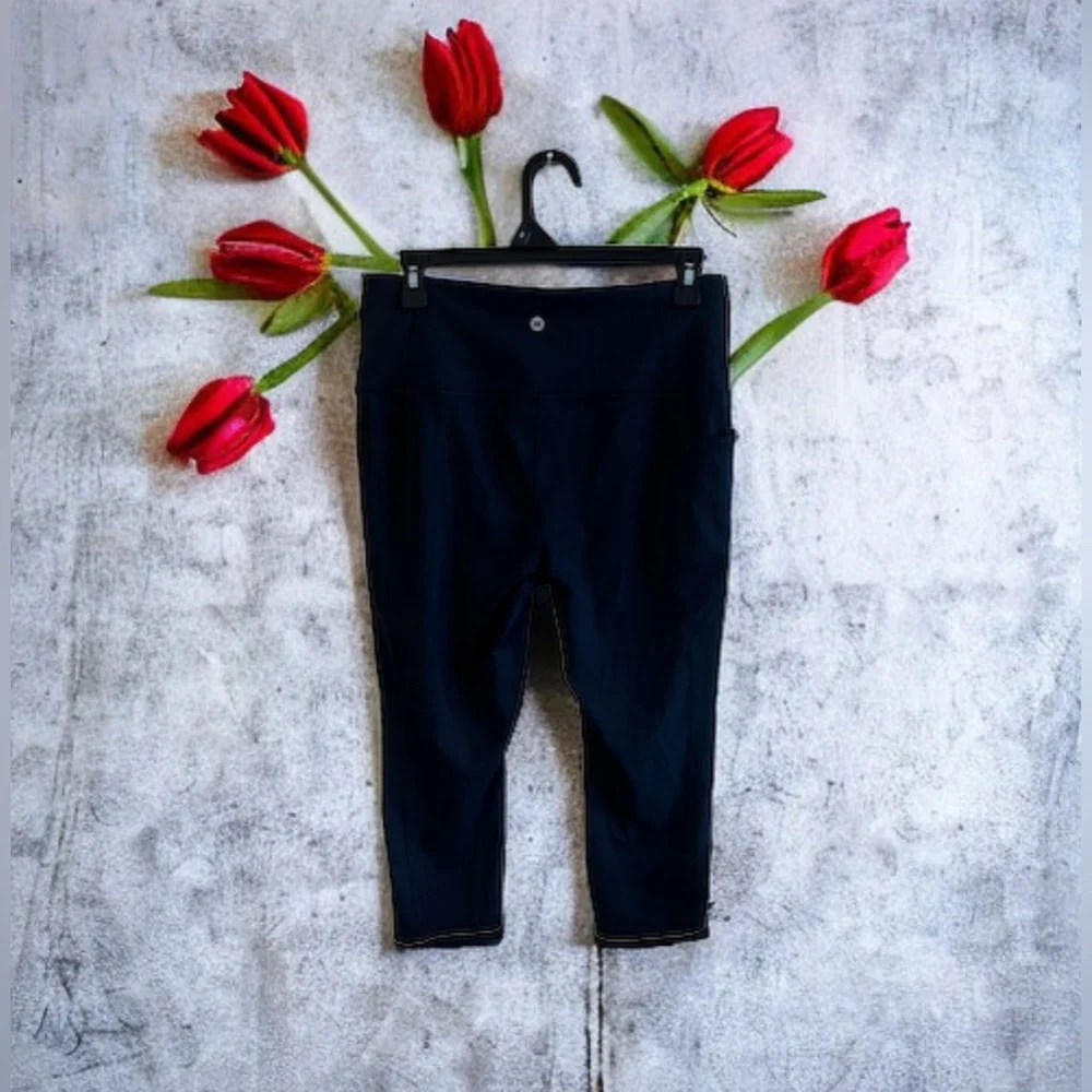 RBX Leggings Capri 3/4 Length Black High Waisted Pockets - Picture 15 of 16